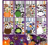 Zayvor 40 Sheet Halloween Make Your Own Stickers for Kids, Make-a-Face Stickers, Pumpkin Stickers Monster Stickers Ghost, Gift Reward, Art Craft, Party Favors, School, Halloween Christmas Games