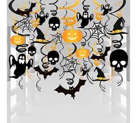 Zayvor 40CT Halloween Hanging Swirl Decorations,Outdoor Indoor Hanging Ceiling Streamers and Strings Decor, Hanging Ghost Bats Spider Halloween Decorations Holiday Decor Supplies,Black Gold