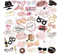 Zayvor 43 Bachelorette Photo Booth Props With Stick And Strike a Pose Sign, Rose Gold Hen Party Future Mrs Party Decorations, Bride To Be, Bridal Shower Girls Night Out Selfie Props Games Accessories