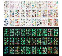 Zayvor Temporary Tattoos For Kids, 400pcs Glow In The Dark Tattoos,Assorted Cartoon Luminous Unicorn Mermaid Butterfly Animal Dinosaur Pirate Space Fake Tattoo, Boys Girls Party Favor Supplies