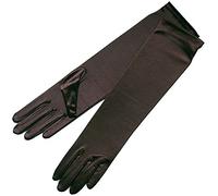 ZaZa Bridal 15.5" Long Shiny Stretch Satin Dress Gloves Below-The-Elbow Length 8BL - Brown -