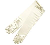 ZAZA BRIDAL 15.5" Long Shiny Stretch Satin Dress Gloves Below-The-Elbow Length 8BL, Light Ivory, One size
