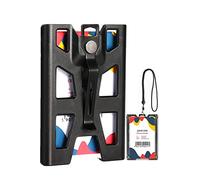 ZAZE Badge Holder, ID Card Holders with Lanyard Clip, Durable Hard Plastic Heavy Duty Wallet, Vertical Clear Credit Holders, 4 Cards Slots for Name Work Police Office (Black)