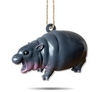 ZAZIKE Cute 3D Baby Hippo Christmas Ornament, Pygmy Hippopotamus Christmas Tree Decoration, Hippo Car Rearview Mirror Accessory, Gift for Moo Deng Lovers