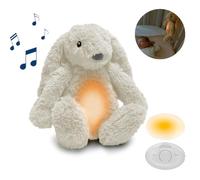 Zazu - Ro The Rabbit Baby Sleep Aid with Rechargeable Battery - Multi-Colour Night Light & Soothing Sounds, Wine Sensor, Auto Shut-Off and USB-C Charging Cable (White)