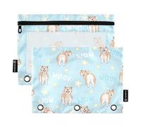 ZAZYXTJ Akita Binder Pencil Pouchs 3 Ring with Zipper Clear Window Office Organizers bag for School Students Teacher Supplies 2 Pack