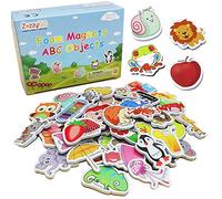 ZazzyKid Magnetic Foam Objects for Kids: 52 ABC Alphabet Toy Magnets for Early Education