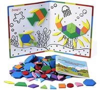 ZazzyKid Magnetic Pattern Blocks Set Age 3+ for Kids: 216 PCS Geometric Shape Puzzles Tangram Toys Gift for Children - STEM