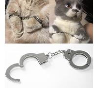 ZB.soar Funny Cat Handcuffs, Key Buckle,Stainless Steel Pet Toy Handcuffs, Mini Pet Handcuff Suitable for Most Small Pets,Increase The Relationship with Your Pets (Metal)