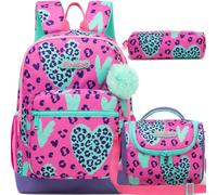 ZBAOGTW Backpacks for Girls Backpack for School with Lunch Box Kids Backpack Back to School Supplies, Purple Love, 15.8 x 11.8 x 4.72 inches