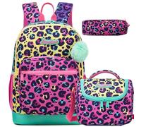 ZBAOGTW Backpacks for Girls Backpack for School with Lunch Box Kids Backpack Back to School Supplies, Purple Leopard Print, 15.8 x 11.8 x 4.72 inches