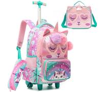 ZBAOGTW Rolling Backpack for Kids 8-12 Backpack with Wheels for Kids Roller Backpacks for School Elementary, Pink Unicorn, Kids