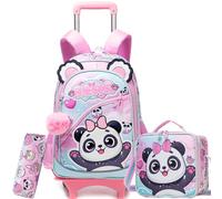 ZBAOGTW Rolling Backpack for Kids Rolling Backpack for School 8-12 Kids Backpacks with Wheels Back to School, Purple Panda