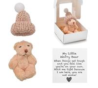 ZBATHTOY Worry Bear Hug in a Box,A Little Pocket Bear Hug,Mini Worry Bears with Inspirational Card,Handmade Mini Plush Teddy Bears in Box,Bears Doll,Positive Gifts for Kids,Friends Age 3+