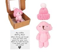 ZBATHTOY Worry Bear Pocket Hug Teddy Bear Pocket Hug in a Box for Women Get Well Soon Gifts for Women,Mini Teddy Bear Positive Gifts for Kids Age 3+ Worry Bear in a Box