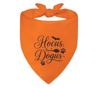 ZBBFSCSB Hocus Dogus Orange Dog Bandana Funny Halloween Puppy Bibs | Cute Puppy Paw Prints Triangle Kerchief Scarf Accessory Photo Prop, Bat Broom Halloween Dog Costumes Gifts for Dog Lover