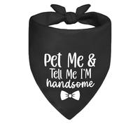 ZBBFSCSB Pet Me and Tell Me I'm Handsome Black Dog Bandana, Pretty Puppy Scarf Gifts for Dog Lover, Funny Scarf Accessory Photo Pro, Mother's Day Birthday for Dog Mom Dad