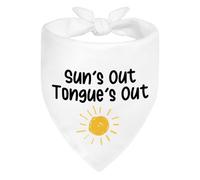 ZBBFSCSB Sun's Out Tongue's Out White Dog Bandana, Funny Cute Spring Summer Puppy Scarf for Beach House Vocation Travel Adventure Hiking Camping, Gifts for Dog Lover