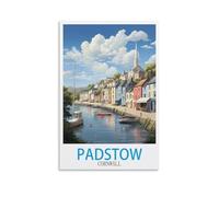 ZBBGGOZ Padstow Cornwall Vintage Travel Posters 12x18inch(30x45cm) Canvas Wall Posters And Art Picture Print Modern Family Bedroom Decor