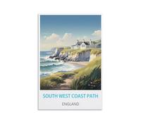 ZBBGGOZ South West Coast Path England Vintage Travel Posters 20x30inch(50x75cm) Canvas Wall Posters And Art Picture Print Modern Family Bedroom Decor