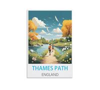 ZBBGGOZ Thames Path England Vintage Travel Posters 12x18inch(30x45cm) Canvas Wall Posters And Art Picture Print Modern Family Bedroom Decor