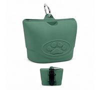 ZBBORQ Upgraded Dog Treat Pouch with Strong Magnetic Closure - Small Silicone Training Bag, Waist-Mounted Clip & Leash Carabiner, Airtight Portable Treat Bag (Dark Green)