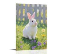 ZBBZJYHH A Domestic Rabbit on The Grass, Perking Up Its Ears to Listen to Distant Sounds Modern Artistic Wall Mural Hanging Decor Poster08x12inch(20x30cm)