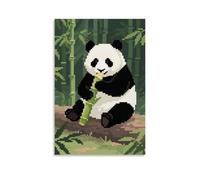 ZBBZJYHH A Giant Panda Sitting in Bamboo Forest Eating Bamboo Shoots, Holding The Stalk with Paws Modern Artistic Wall Mural Hanging Decor Poster08x12inch(20x30cm)