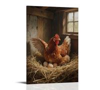 ZBBZJYHH A Hen Sitting on The Nest Incubating Eggs, Wings Covering The Eggs Modern Artistic Wall Mural Hanging Decor Poster16x24inch(40x60cm)
