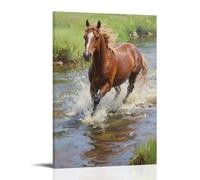 ZBBZJYHH A Horse Splashes through A Shallow Stream Modern Artistic Wall Mural Hanging Decor Poster12x18inch(30x45cm)