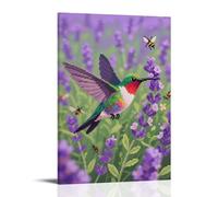 ZBBZJYHH A Hummingbird Fluttering Among Flowers, Beak Sucking Nectar Modern Artistic Wall Mural Hanging Decor Poster20x30inch(50x75cm)