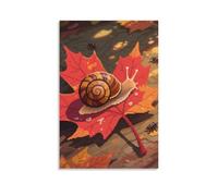 ZBBZJYHH A Snail Crawling on A Leaf, Leaving Slime Trails Modern Artistic Wall Mural Hanging Decor Poster12x18inch(30x45cm)