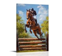 ZBBZJYHH Animal Oil Painting of A Horse Galloping through Obstacle Courses in A Time Trial Event. Modern Artistic Wall Mural Hanging Decor Poster24x36inch(60x90cm)