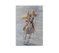 ZBBZJYHH Animal Painting of An Indian Man Hunting Along Horseback Wearing Armor Modern Artistic Wall Mural Hanging Decor Poster08x12inch(20x30cm)