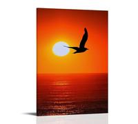 ZBBZJYHH Animal Poster Featuring A Bird That Is Flying over The Ocean to Attack Sun Modern Artistic Wall Mural Hanging Decor Poster08x12inch(20x30cm)