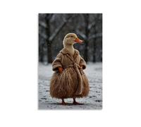 ZBBZJYHH Animal Posters Wearing Clothes Standing in The Snow with Trees behind Them Modern Artistic Wall Mural Hanging Decor Poster16x24inch(40x60cm)