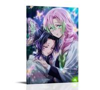 ZBBZJYHH Demon Slayer Mitsuri And Shinobu's Butterfly Bond Modern Artistic Wall Mural Hanging Decor Poster24x36inch(60x90cm)