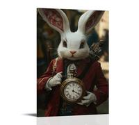 ZBBZJYHH Detective White Rabbit And The Pocket Watch Mystery Modern Artistic Wall Mural Hanging Decor Poster24x36inch(60x90cm)