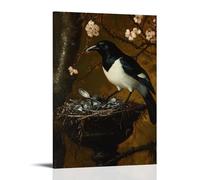 ZBBZJYHH Dutch Golden Age Painting of A Magpie Stealing A Silver Spoon, Its Nest Glinting with Stolen Trinkets Modern Artistic Wall Mural Hanging Decor Poster12x18inch(30x45cm)
