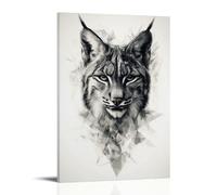 ZBBZJYHH Geometric Lynx Portrait Elegantly Emerging Through Subtle Patterns Set on Solid Background. Modern Artistic Wall Mural Hanging Decor Poster12x18inch(30x45cm)