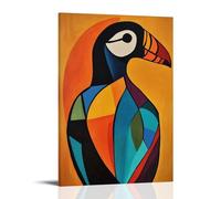 ZBBZJYHH Geometric Puffin Silhouette Defined Elegantly by Flowing And Vibrant Lines Set Against Solid Canvas. Modern Artistic Wall Mural Hanging Decor Poster12x18inch(30x45cm)