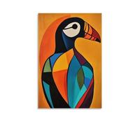 ZBBZJYHH Geometric Puffin Silhouette Defined Elegantly by Flowing And Vibrant Lines Set Against Solid Canvas. Modern Artistic Wall Mural Hanging Decor Poster12x18inch(30x45cm)