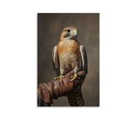 ZBBZJYHH Golden Age Study of A Falcon with Leather Hood on Gloved Hand Modern Artistic Wall Mural Hanging Decor Poster16x24inch(40x60cm)