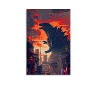 ZBBZJYHH Graffiti Animal Posters. Godzilla Vs. The City Modern Artistic Wall Mural Hanging Decor Poster16x24inch(40x60cm)