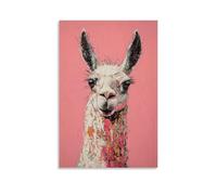 ZBBZJYHH Llama Facing Forward Made of Geometric Stacking Lines on A Clay Pink Canvas. Modern Artistic Wall Mural Hanging Decor Poster24x36inch(60x90cm)
