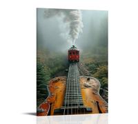 ZBBZJYHH Music Poster, Guitar Shaped Like A Steam Locomotive Blowing Smoke through The Sky Modern Artistic Wall Mural Hanging Decor Poster08x12inch(20x30cm)