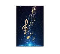 ZBBZJYHH Music Poster with Neon Yellow Notes And Trebles Modern Artistic Wall Mural Hanging Decor Poster08x12inch(20x30cm)