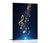 ZBBZJYHH Music Poster with Neon Yellow Notes And Trebles Modern Artistic Wall Mural Hanging Decor Poster12x18inch(30x45cm)
