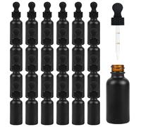 ZBCCEOB 24 Pack Frosted Black Dropper Bottles, 1oz/30ml Glass Tincture Bottles with Measured Eye Dropper, Leak Proof Travel Bottles for Essential Oils/Chemistry Lab Chemicals/Colognes & Perfumes