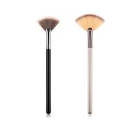 ZBDP 1 Pcs Professional Fan Makeup Blending Highlighter Contour Face Loose Powder Brush champagne Gold Cosmetic Beauty Tools
